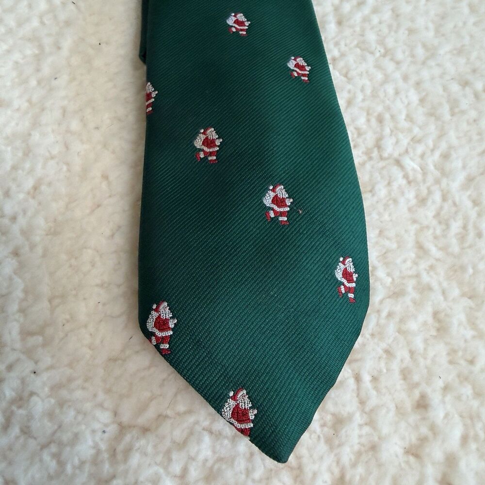 Pomaroy’s Vintage Green Santa Tie 100% Silk Men's Necktie Christmas